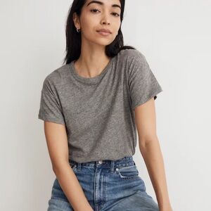 Madewell Whisper Crew Neck Tee, Heather Iron (Gray), Xl